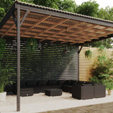 9 Piece Garden Lounge Set with Cushions Poly Rattan Brown